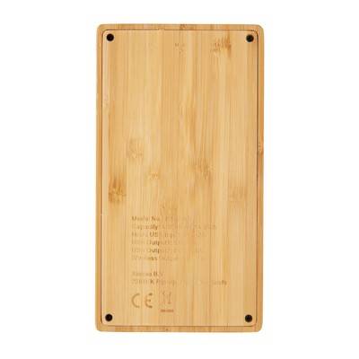 Bambusowy, bezprzewodowy power bank 4000 mAh, ładowarka bezprzewodowa 5W